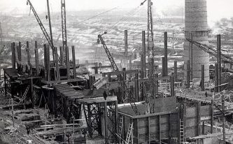 A plant being built during Soviet industrialization of 1930s
