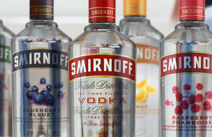 Smirnoff vodka bottles